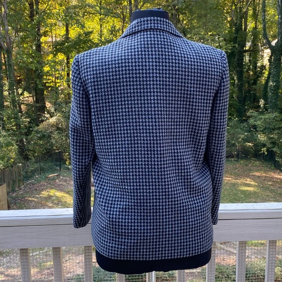 Vintage 90s Herringbone Wool Navy Gray Blazer - Picture 5 of 13